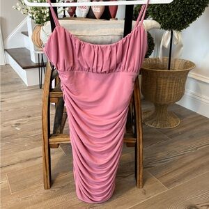 Women's Elegant Pink Ruched Dress - Blush Pink Color Size S NWT